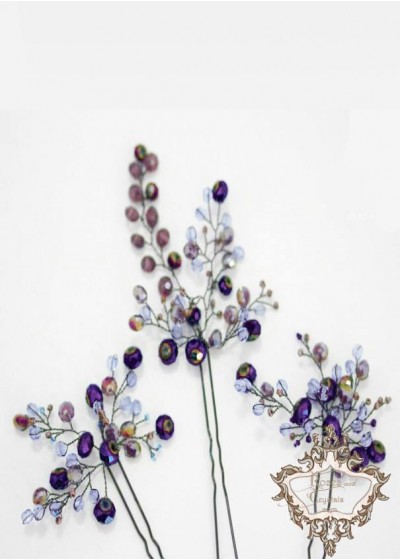 Фуркети за официални поводи с кристали в лилаво Forget me not by Rosie
